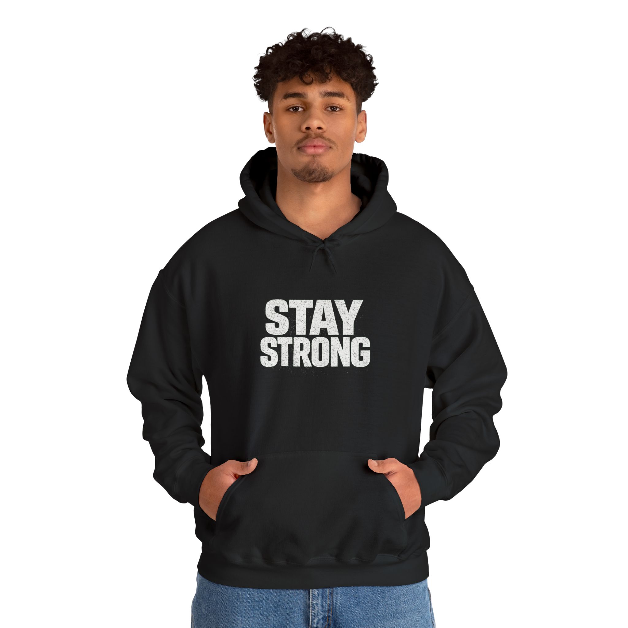 Never Give Up Stay Strong Hoodie – Motivational Black Pullover - Image 3